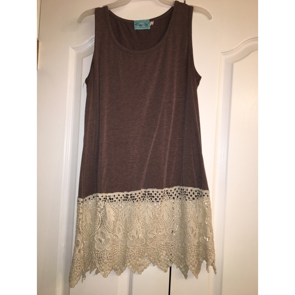 🍂Brown Top with Cream Lace🍂